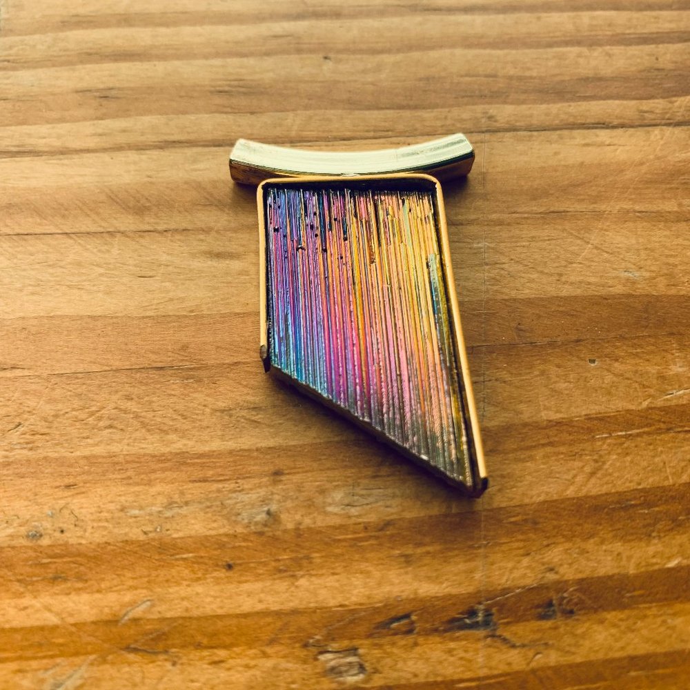 Rainbow Bismuth Crystal Pendant with Gold Detailing